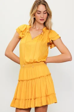 Satin Ruffled Sleeve Mini Dress*SKIES ARE BLUE