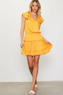 Satin Ruffled Sleeve Mini Dress*SKIES ARE BLUE