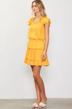 Satin Ruffled Sleeve Mini Dress*SKIES ARE BLUE