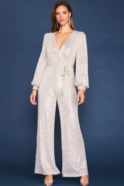 Sequin Wrap Jumpsuit*SKIES ARE BLUE Outlet