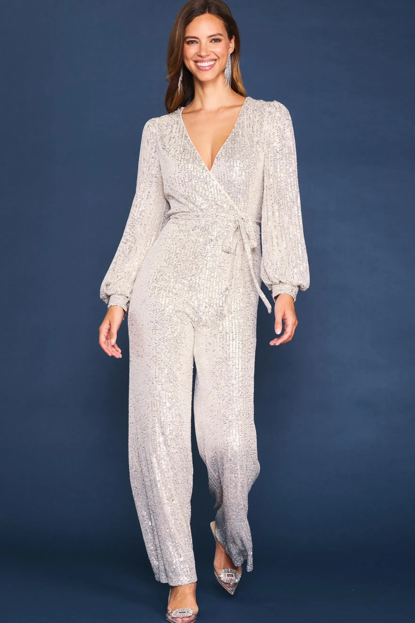 Sequin Wrap Jumpsuit*SKIES ARE BLUE Outlet