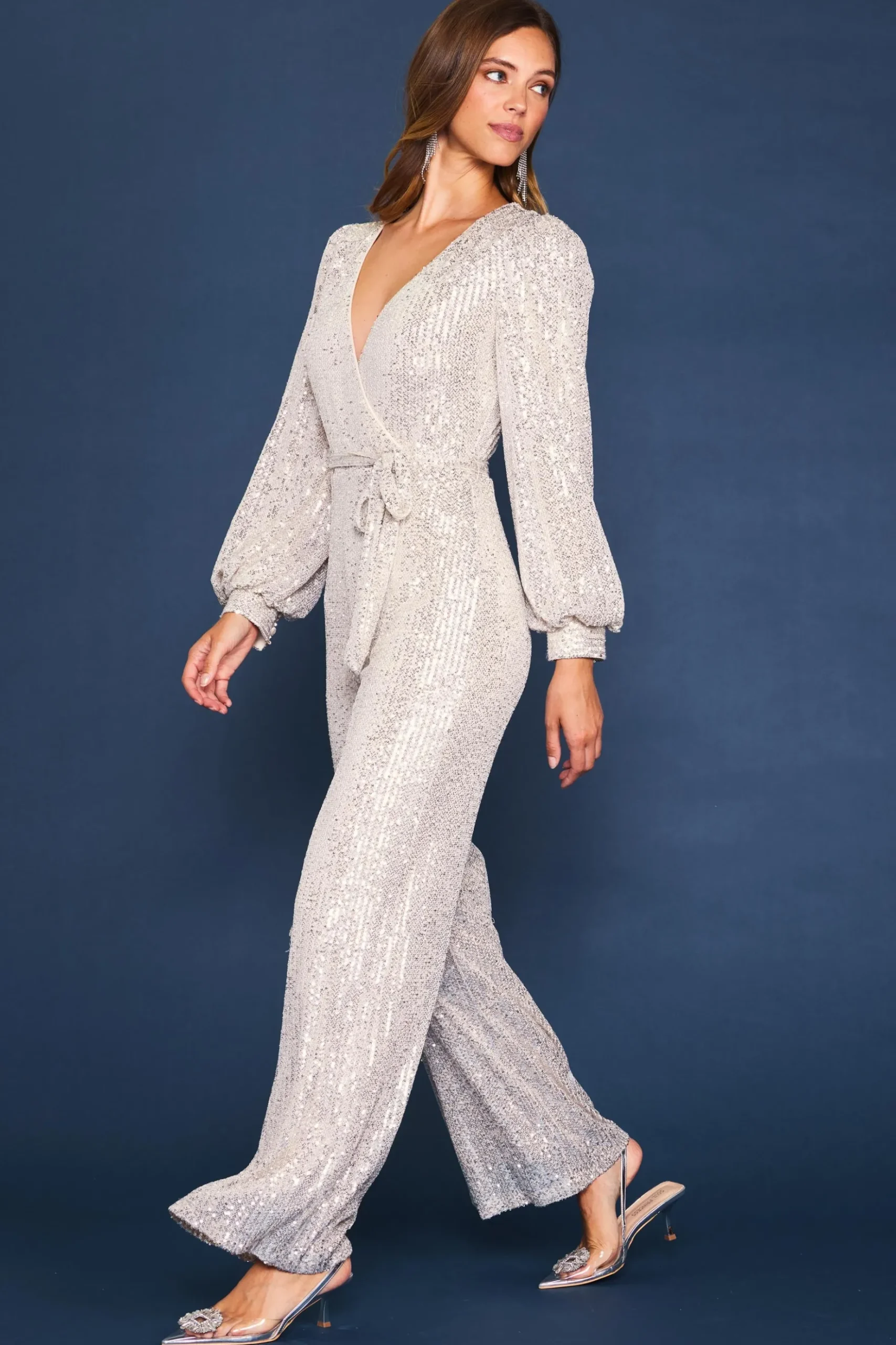 Sequin Wrap Jumpsuit*SKIES ARE BLUE Outlet