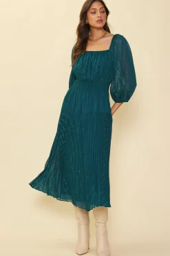 Shimmery Pleated Midi Dress*SKIES ARE BLUE Discount