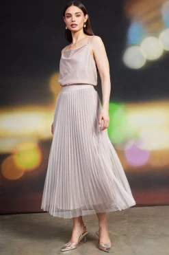 Shimmery Pleated Midi Skirt*SKIES ARE BLUE Best