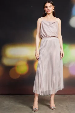Shimmery Pleated Midi Skirt*SKIES ARE BLUE Best