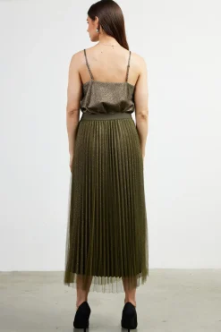 Shimmery Pleated Midi Skirt*SKIES ARE BLUE Best