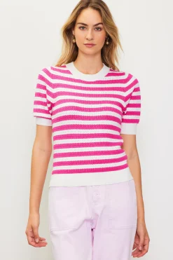 Short Sleeve Knit Stripe Sweater*SKIES ARE BLUE Online