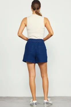 Stretch Denim Paper Bag Shorts*SKIES ARE BLUE Best