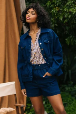 Stretch Denim Trucker Jacket*SKIES ARE BLUE Online
