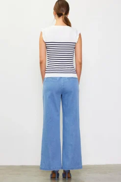 Stripe Ruffle Sleeve Knit Top*SKIES ARE BLUE Outlet