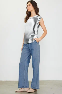 Striped Sleeveless Rib Top*SKIES ARE BLUE Best