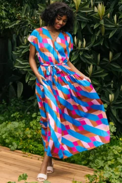 Surplice Bodice Geometric Print Maxi Dress*SKIES ARE BLUE Discount