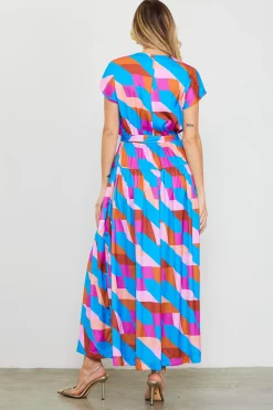 Surplice Bodice Geometric Print Maxi Dress*SKIES ARE BLUE Discount