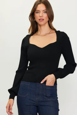 Sweetheart Neck Longsleeve Knit Top*SKIES ARE BLUE New