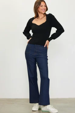 Sweetheart Neck Longsleeve Knit Top*SKIES ARE BLUE New