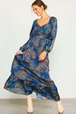 Sweetheart Neckline Longsleeve Maxi Dress*SKIES ARE BLUE