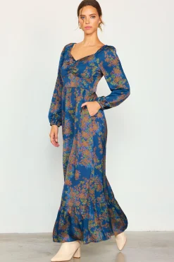 Sweetheart Neckline Longsleeve Maxi Dress*SKIES ARE BLUE