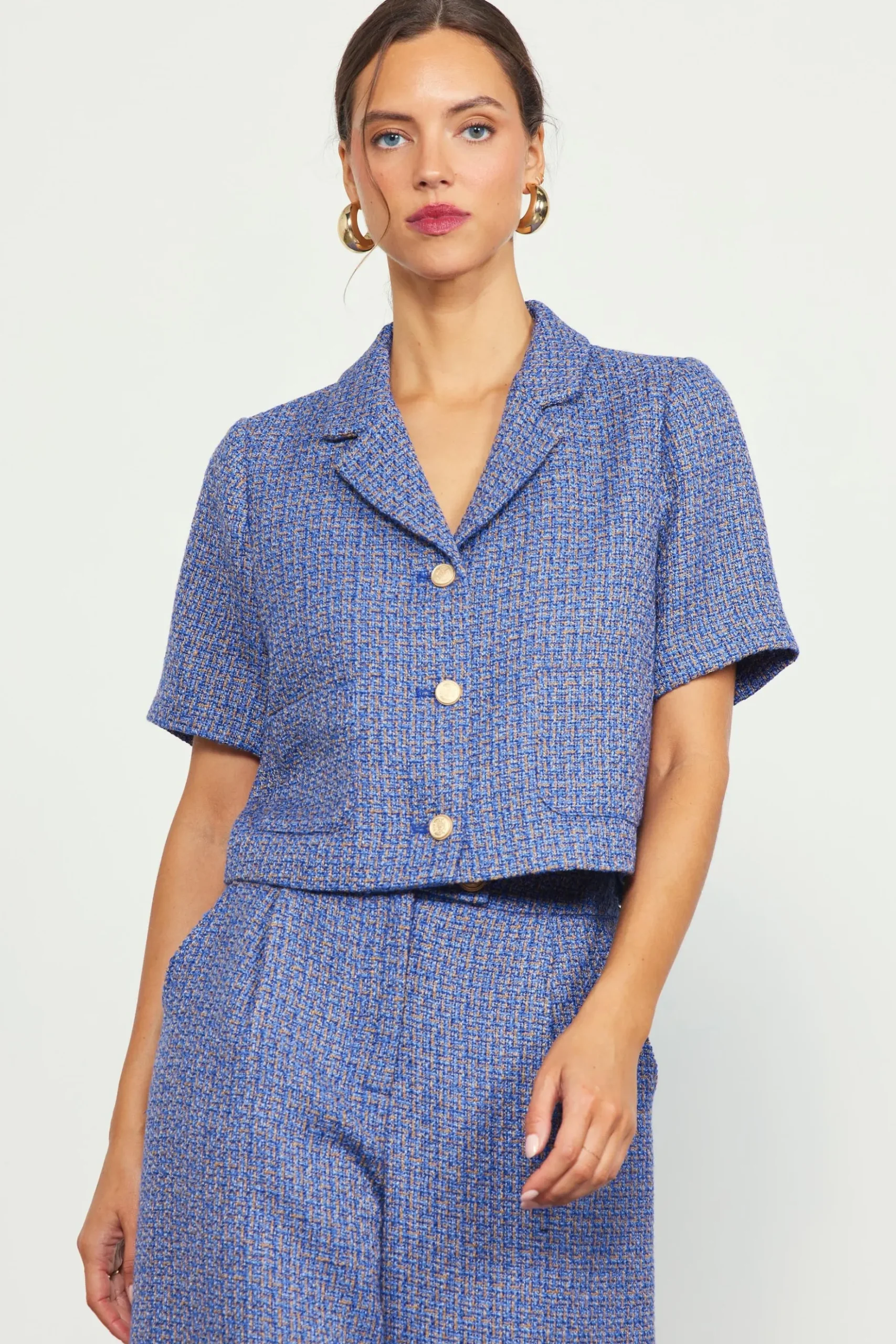 Tailored Tweed Cropped Blazer*SKIES ARE BLUE Hot