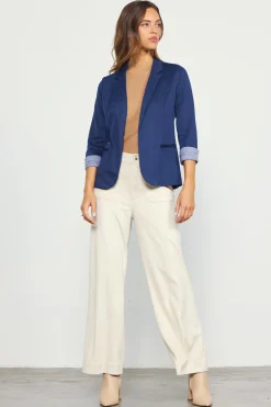 Three Quarter Sleeve Knit Blazer*SKIES ARE BLUE Outlet