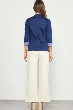 Three Quarter Sleeve Knit Blazer*SKIES ARE BLUE Outlet