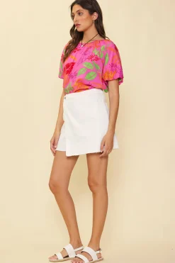 Tropical Print Bubble Sleeve Top*SKIES ARE BLUE
