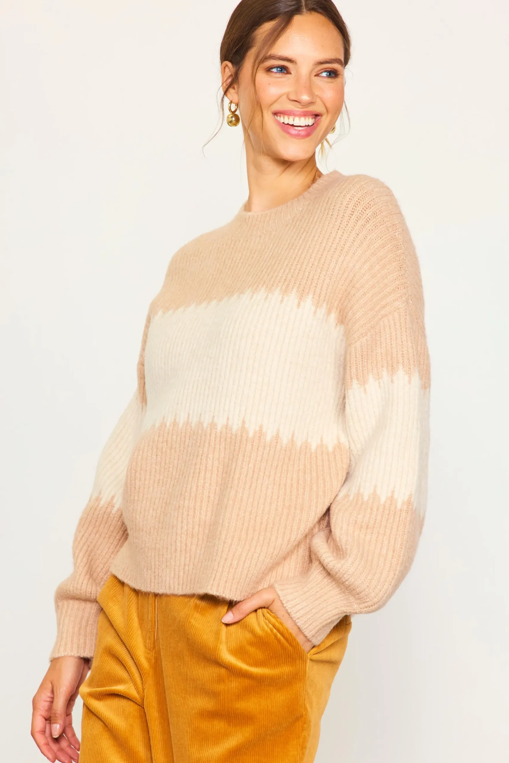 Two Tone Mock Neck Sweater*SKIES ARE BLUE Sale