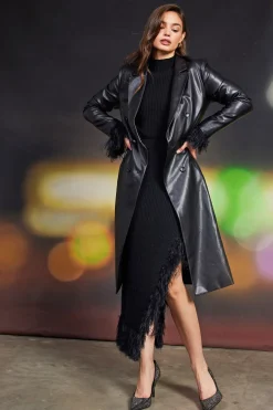 Vegan Leather Trench Coat*SKIES ARE BLUE New