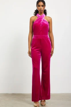 Velvet Halter Neck Jumpsuit*SKIES ARE BLUE Clearance
