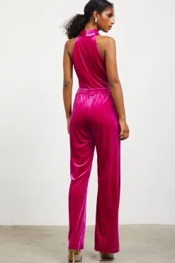 Velvet Halter Neck Jumpsuit*SKIES ARE BLUE Clearance