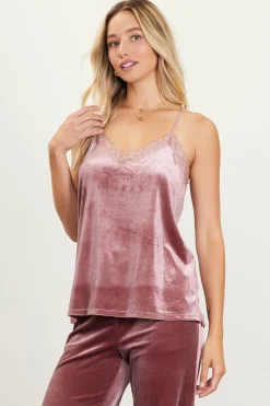 Velvet Lace Detail Cami*SKIES ARE BLUE Clearance