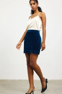 Velvet Side Slit Mini Skirt*SKIES ARE BLUE Best