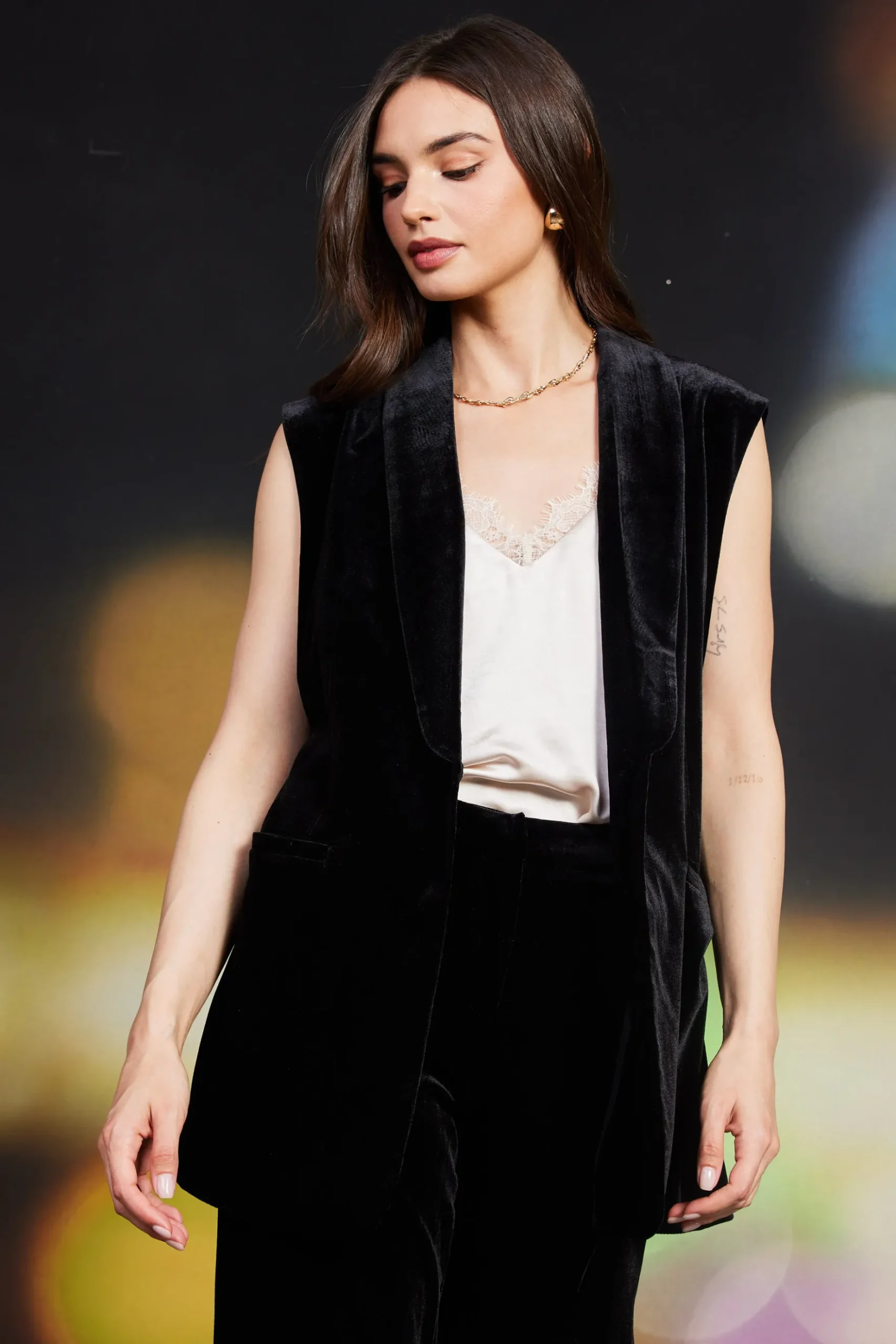 Velvet Vest with Self Tie*SKIES ARE BLUE Sale