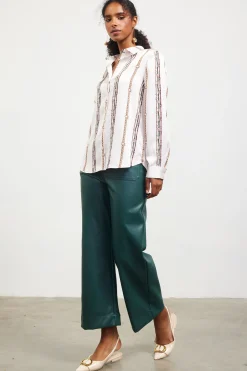 Vertical Stripe Satin Button Down*SKIES ARE BLUE Best