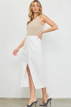 Washed Cotton Twill Midi Skirt*SKIES ARE BLUE Sale