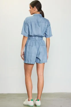 Washed Tencel Shortsleeve Romper*SKIES ARE BLUE