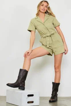 Washed Twill Utility Romper*SKIES ARE BLUE Online