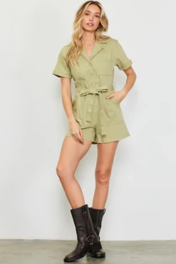 Washed Twill Utility Romper*SKIES ARE BLUE Online