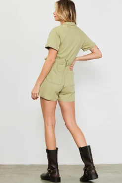 Washed Twill Utility Romper*SKIES ARE BLUE Online