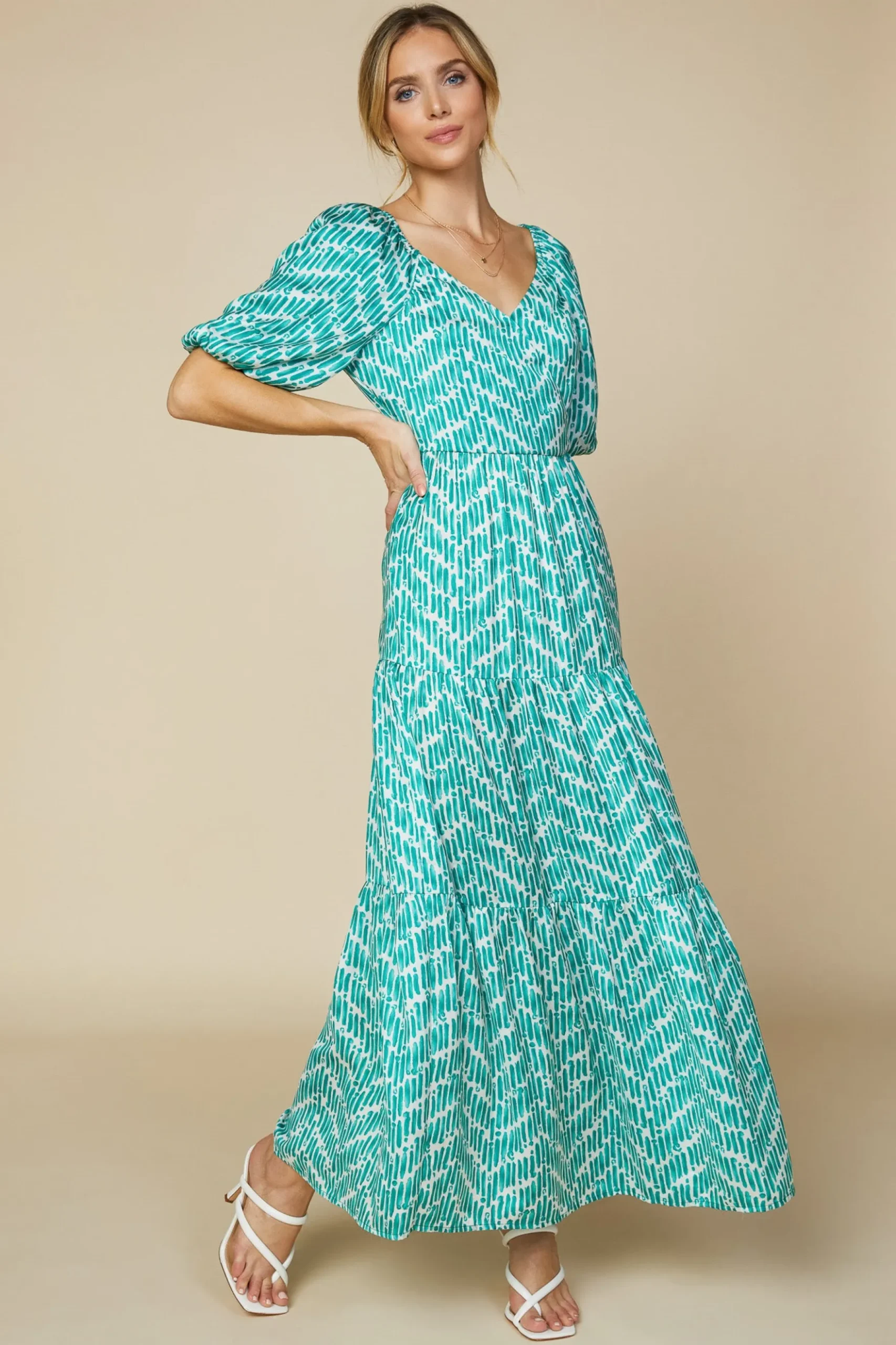 Watercolor Chevron Maxi Dress*SKIES ARE BLUE Best