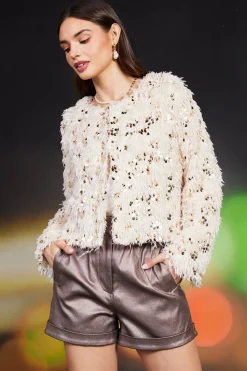 Wren Feathered Sequin Crop Jacket*SKIES ARE BLUE Sale