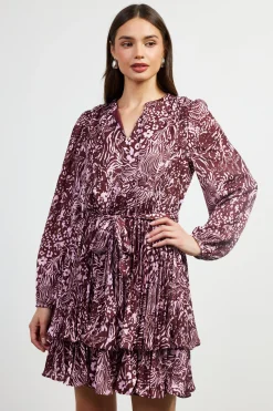 Zebra Print Pleated Mini Dress*SKIES ARE BLUE Hot
